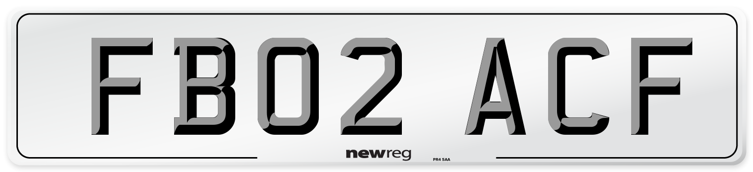 FB02 ACF Number Plate from New Reg